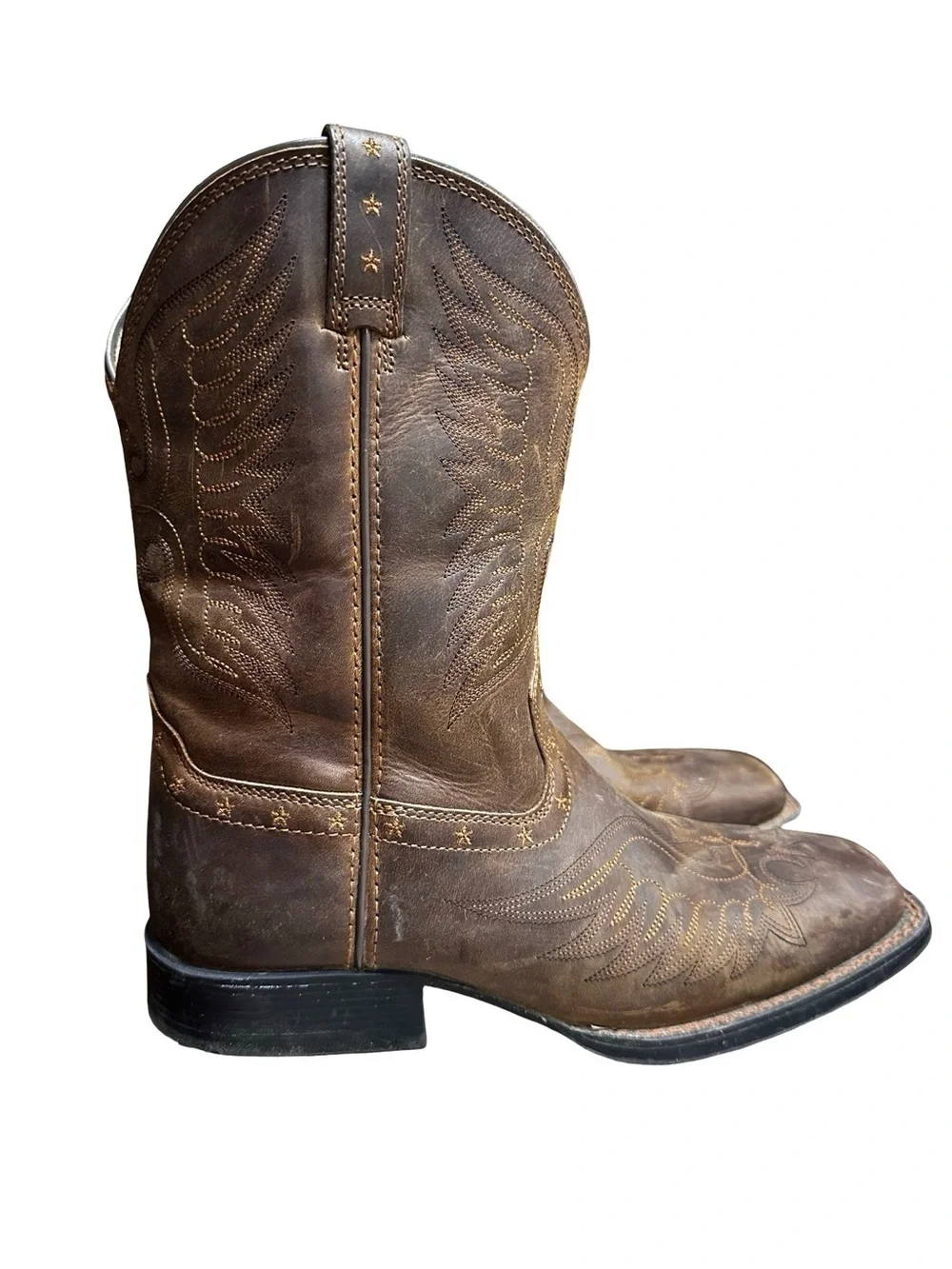 ARIAT HONOR DISTRESSED BROWN BOOTS SIZE 6 KIDS STYLE 10017313 WESTERN SQUARE TOE